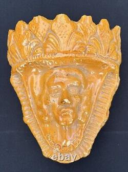 Applied Glazed Terracotta from the 18th Century Ligron Folk Art. Fleur de Lis