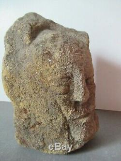 Archaic Medieval Head. Xiii-xiv. Cornerstone Ht 24cm. Base 12x9cm