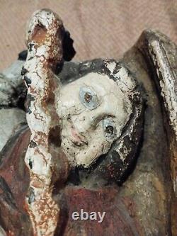 Archangel Saint Michael Dragon Statue Exceptional Original 16th Century Wood