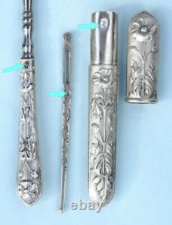 Argent Massif Ancient Sewing Necessary Art Nouveau Embroidery Scissors To Embroider