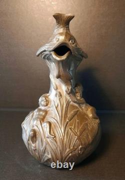 Art Nouveau pewter pitcher signed H. Huppé (1855–1904)