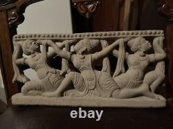 Asian Art Bas-Relief of 3 Goddesses, Sculpted Stone, Sri Lanka, Superb