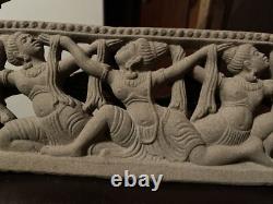Asian Art Bas-Relief of 3 Goddesses, Sculpted Stone, Sri Lanka, Superb