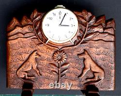 Astonishing LOW RELIEF ALARM CLOCK dogs Masterpiece of NAÏVE POPULAR ART