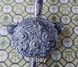 B013 Magnificent Silver Rattle Handle In / Whistle / Bells