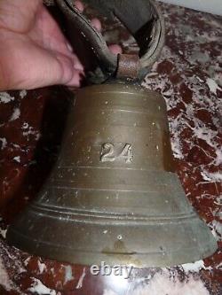 BRONZE BELL SONNAILLE Nr. 24 WITH LEATHER STRAP 19TH CENTURY