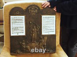 BRONZE PLAQUE n°6 DECLARATION OF THE RIGHTS OF MAN 1789 ON 2 ENAMEL PLAQUES