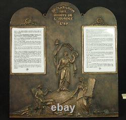 BRONZE PLAQUE n°6 DECLARATION OF THE RIGHTS OF MAN 1789 ON 2 ENAMEL PLAQUES