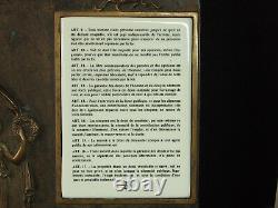 BRONZE PLAQUE n°6 DECLARATION OF THE RIGHTS OF MAN 1789 ON 2 ENAMEL PLAQUES