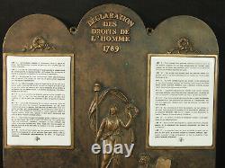 BRONZE PLAQUE n°6 DECLARATION OF THE RIGHTS OF MAN 1789 ON 2 ENAMEL PLAQUES