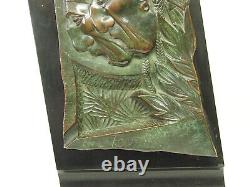 BRONZE RELIEF on MARBLE 2 INDIANS CONCENTRATION CAMP BUCHENWALD August 6, 1944