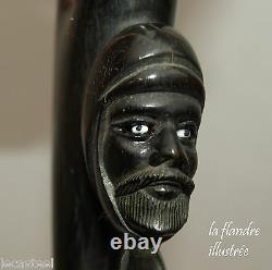 Beautiful 19th German Pipe With Three Sculpted Heads