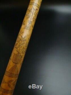 Beautiful And Rare Distaff Of Country Folk Art Upper Savoy Item Date 1891