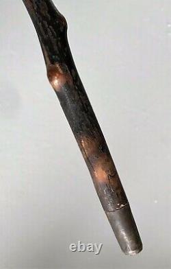 Beautiful Cane Carved In Silver Wolf Deer Wood