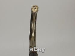 Beautiful Cane Pommeau Alpacca, Nickel Silver, Work Art Nouveau Ebony