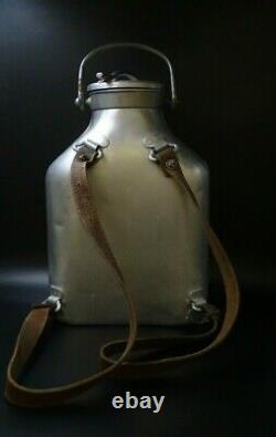 Beautiful Italian Milk Bottle A Back Alu And Leather Straps Popular Art