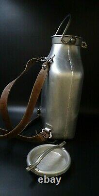 Beautiful Italian Milk Bottle A Back Alu And Leather Straps Popular Art