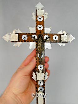 Beautiful Jerusalem Cross from the early 19th century Mother-of-Pearl & Olive Wood Marquetry