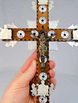 Beautiful Jerusalem Cross from the early 19th century Mother-of-Pearl & Olive Wood Marquetry