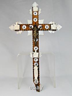 Beautiful Jerusalem Cross from the early 19th century Mother-of-Pearl & Olive Wood Marquetry