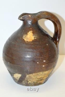 -Beautiful Jug Small Jug 18th Century Périgord Beautiful Brown Glaze Decor