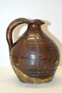 -Beautiful Jug Small Jug 18th Century Périgord Beautiful Brown Glaze Decor