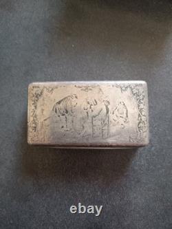 Beautiful Niello Solid Silver Snuff Box 19th Century 78.5g Minerva