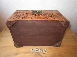 Beautiful Old Carved Wooden Box Indochina China Japan Asian Box