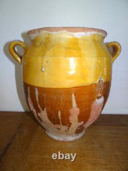 Beautiful Old Glazed Terracotta Grease Pot Yellow Toupine Southwest Southeast