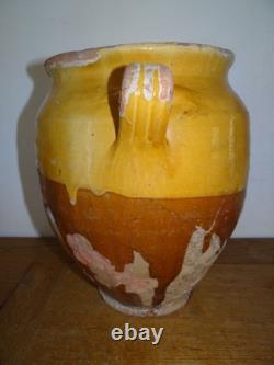 Beautiful Old Glazed Terracotta Grease Pot Yellow Toupine Southwest Southeast