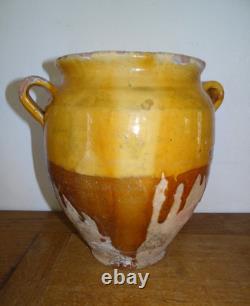 Beautiful Old Glazed Terracotta Grease Pot Yellow Toupine Southwest Southeast