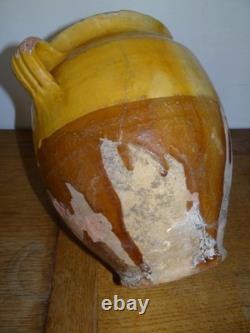Beautiful Old Glazed Terracotta Grease Pot Yellow Toupine Southwest Southeast