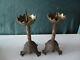 Beautiful Pair Of Church Candle Bronze Xix Ems With Ornaments