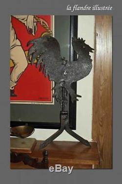 Beautiful Rooster Weather Vane Wrought Iron 19th