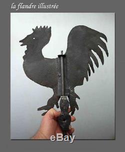 Beautiful Rooster Weather Vane Wrought Iron 19th