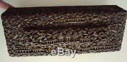 Beautiful Wooden Glove Box Carved Asian Decor