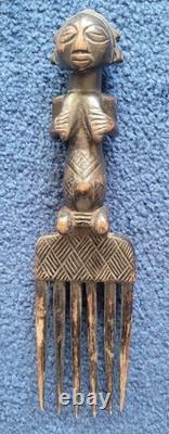 Beautiful anthropomorphic ceremonial comb Luba Congo 28cm Tribal Art Africa Art
