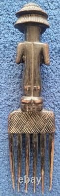 Beautiful anthropomorphic ceremonial comb Luba Congo 28cm Tribal Art Africa Art