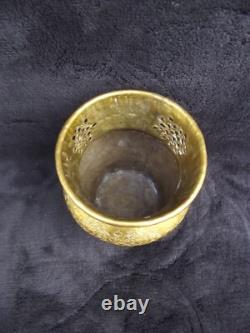 Beautiful basin TAS 19th century copper dinanderie OTTOMAN Oriental art inscription