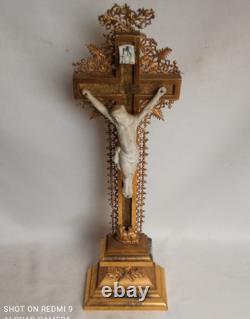 Beautiful gilt crucifix with gold leaf, late 19th century