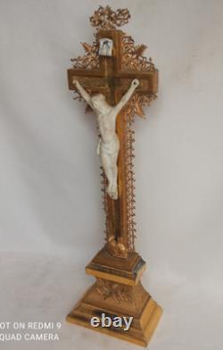 Beautiful gilt crucifix with gold leaf, late 19th century