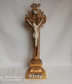 Beautiful gilt crucifix with gold leaf, late 19th century