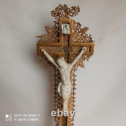 Beautiful gilt crucifix with gold leaf, late 19th century