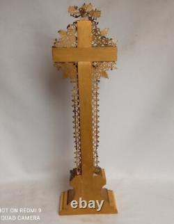 Beautiful gilt crucifix with gold leaf, late 19th century