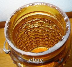 Beautiful glass honey or jam pot with wire XIXth century
