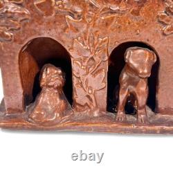 Beauvaisis Stoneware Tobacco Jar 1860 Niche Dog Cat Era Jules Ziegler Absinthe