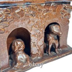 Beauvaisis Stoneware Tobacco Jar 1860 Niche Dog Cat Era Jules Ziegler Absinthe