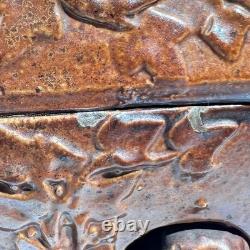 Beauvaisis Stoneware Tobacco Jar 1860 Niche Dog Cat Era Jules Ziegler Absinthe