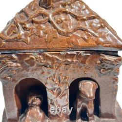 Beauvaisis Stoneware Tobacco Jar 1860 Niche Dog Cat Era Jules Ziegler Absinthe