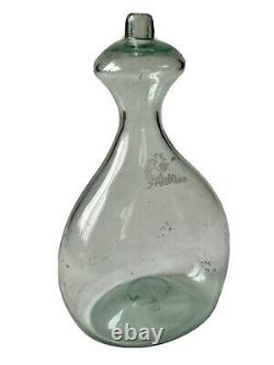 Berger's Bottle In Glass Blow In Nuance Bleue Art Populaire Époque XIX Ème